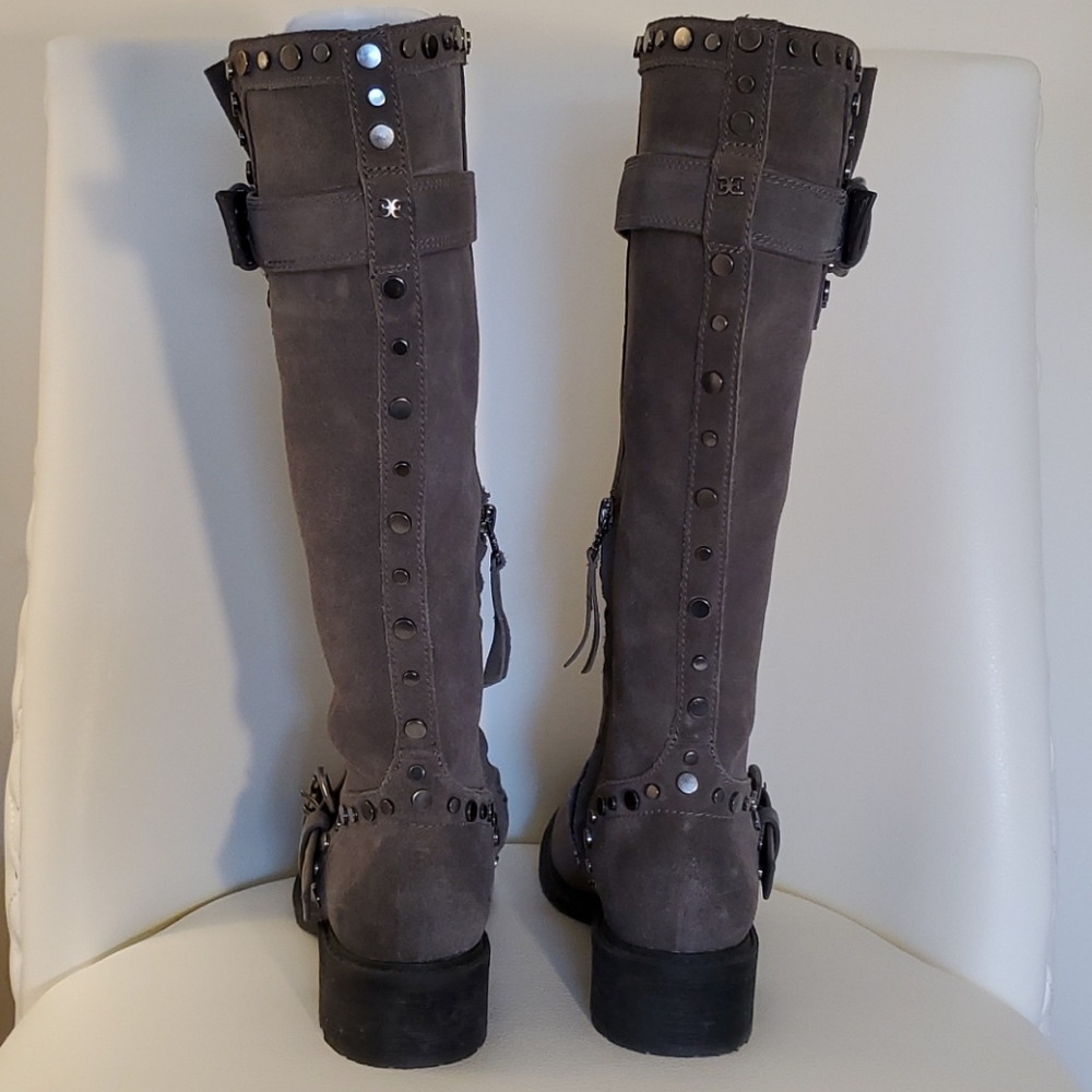 Sam Edelman Deyrn Stud Moto Gray Suede Boots - Picture 5 of 15